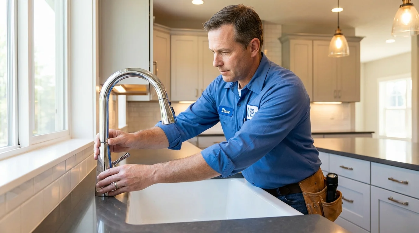 Kitchen faucet installation by Johns Plumbing LLC in Millbury